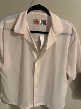 Abercrombie & Fitch Light Pink Short-Sleeve Button Shirt